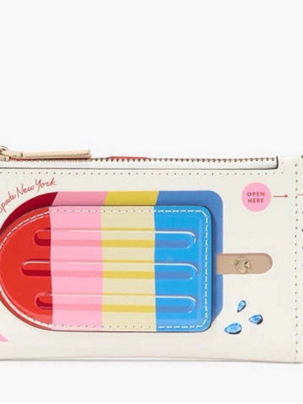 Kate Spade New York Popsicle Zip Wallet in White with Multi-Color Accent